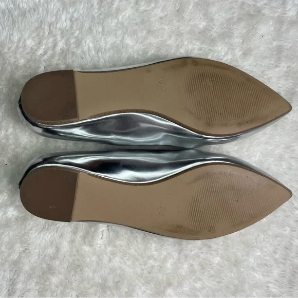 J Crew silver metallic mirror point toe ballet flats - Picture 5 of 6